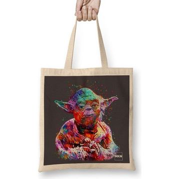 Baskı Dükkanı Star Wars Yoda 2 Bez Uzun Saplı Krem Rengi Çanta