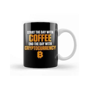 Baskı Dükkanı Start the Day With Coffee End With Cryptocurrency Kupa