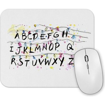 Baskı Dükkanı Stranger Things Alphabet Christmas Lights Mouse Pad