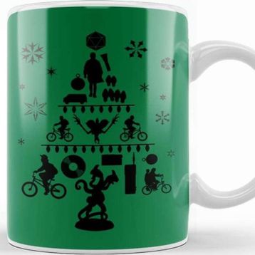 Baskı Dükkanı Stranger Things Christmas Tree Silhouette Kupa