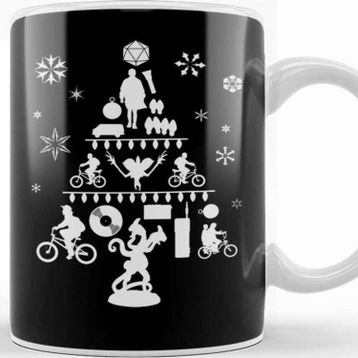 Baskı Dükkanı Stranger Things Christmas Tree Silhouette White Kupa