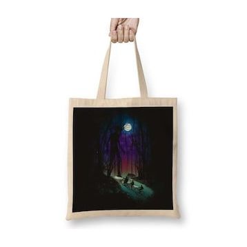 Baskı Dükkanı Stranger Things Stranger In The Woods Bez Uzun Saplı Krem Rengi Çanta