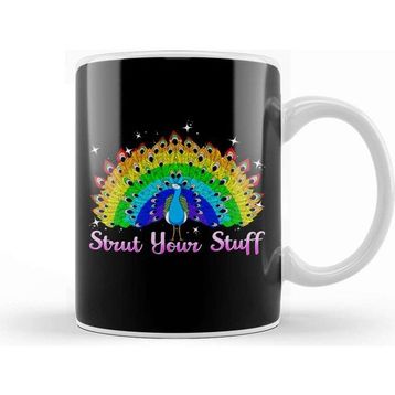 Baskı Dükkanı Strut Your Stuff Peacock Rainbow Pride Kupa