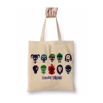 Baskı Dükkanı Suicide Squad Enchantress Deadshot Bez Uzun Saplı Krem Rengi Çanta