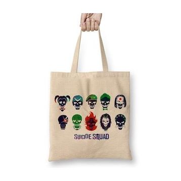 Baskı Dükkanı Suicide Squad Enchantress Deadshot Bez Uzun Saplı Krem Rengi Çanta