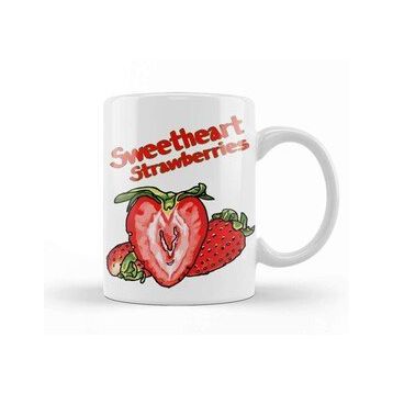 Baskı Dükkanı Sweetheart Strawberries Adorkable Beyaz Porselen Kupa Bardak