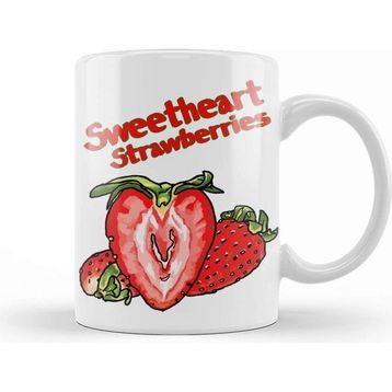 Baskı Dükkanı Sweetheart Strawberries Adorkable Beyaz Porselen Kupa Bardak