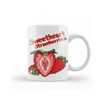Baskı Dükkanı Sweetheart Strawberries Adorkable Beyaz Porselen Kupa Bardak