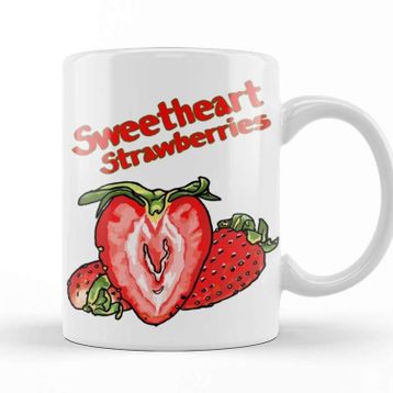 Baskı Dükkanı Sweetheart Strawberries Adorkable Beyaz Porselen Kupa Bardak