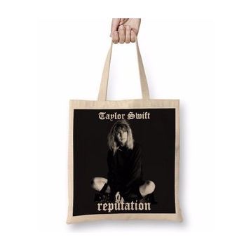 Baskı Dükkanı Taylor Swift Reputation Bez Uzun Saplı Krem Rengi Çanta
