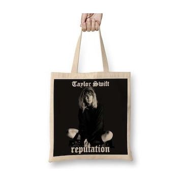 Baskı Dükkanı Taylor Swift Reputation Bez Uzun Saplı Krem Rengi Çanta