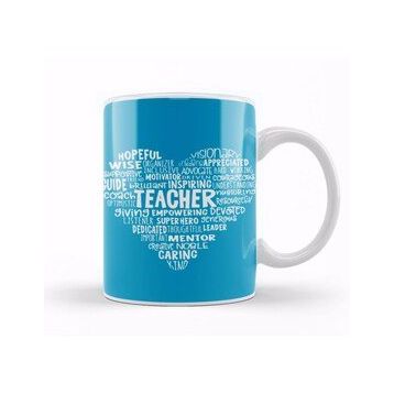 Baskı Dükkanı Teacher Heart Word Cloud Kupa