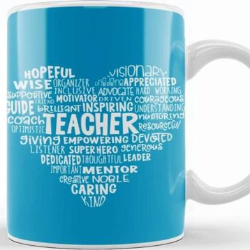 Baskı Dükkanı Teacher Heart Word Cloud Kupa