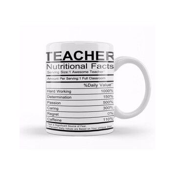 Baskı Dükkanı Teacher Nutritional Facts Kupa