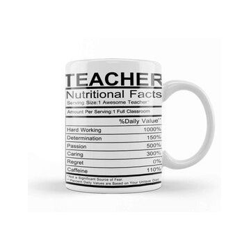 Baskı Dükkanı Teacher Nutritional Facts Kupa