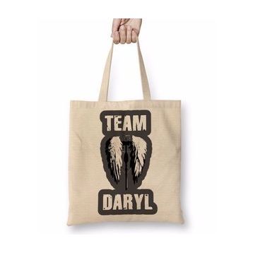 Baskı Dükkanı Team Daryl Bez Uzun Saplı Krem Rengi Çanta
