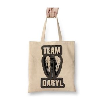 Baskı Dükkanı Team Daryl Bez Uzun Saplı Krem Rengi Çanta