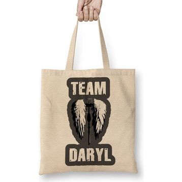 Baskı Dükkanı Team Daryl Bez Uzun Saplı Krem Rengi Çanta