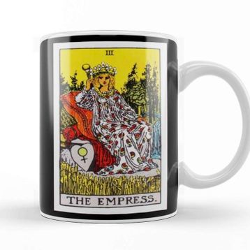 Baskı Dükkanı The Empress Rider Waite Tarot Card 01 Beyaz 330 ml Porselen Kupa Bardak