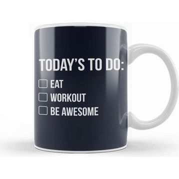 Baskı Dükkanı Things to Do Eat Workout Be Awesome Kupa