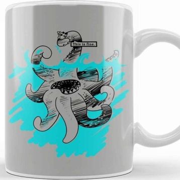 Baskı Dükkanı This Is Fine Kraken Kupa