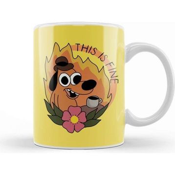 Baskı Dükkanı This Is Fine Meme This Is Fine Fine Kupa