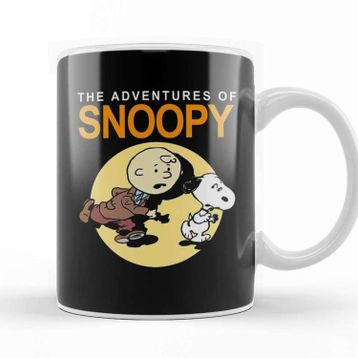Baskı Dükkanı Tin Tin And Snoopy Porselen Beyaz Kupa Bardak