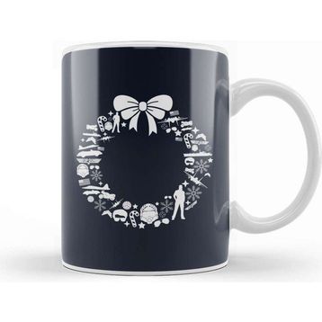 Baskı Dükkanı Top Gun Christmas Wreath Pattern Kupa