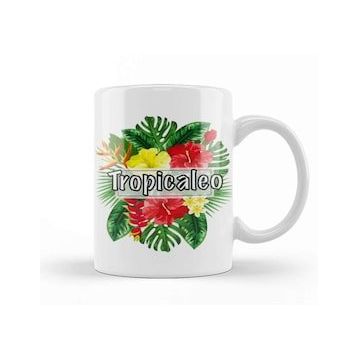 Baskı Dükkanı Tropical Island Latino Summer Vibes Porselen Beyaz Kupa Bardak