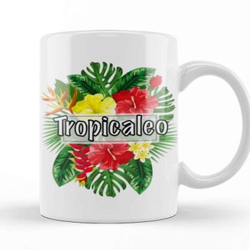 Baskı Dükkanı Tropical Island Latino Summer Vibes Porselen Beyaz Kupa Bardak