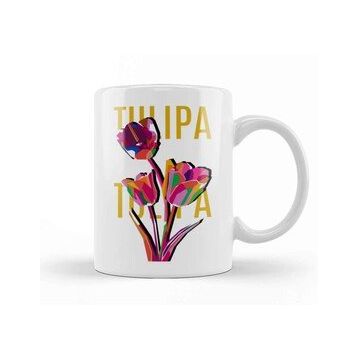 Baskı Dükkanı Tulip Flowers Porselen Beyaz Kupa Bardak