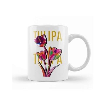 Baskı Dükkanı Tulip Flowers Porselen Beyaz Kupa Bardak