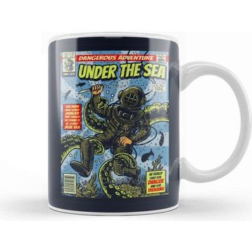 Baskı Dükkanı Under The Sea Diver Comic Kupa