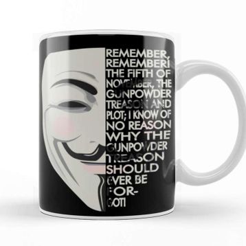 Baskı Dükkanı V For Vendetta Typography Kupa Bardak