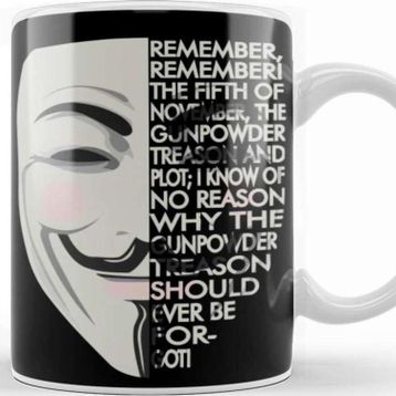 Baskı Dükkanı V For Vendetta Typography Kupa Bardak