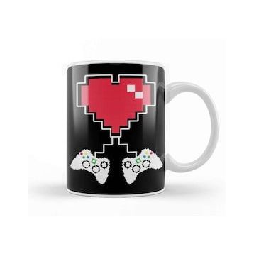Baskı Dükkanı Valentine's Day Video Game Controller Pixel Heart Kupa Bardak
