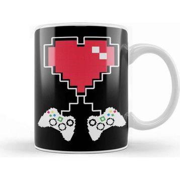 Baskı Dükkanı Valentine's Day Video Game Controller Pixel Heart Kupa Bardak