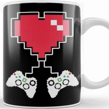 Baskı Dükkanı Valentine's Day Video Game Controller Pixel Heart Kupa Bardak