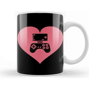 Baskı Dükkanı Video Gamer Heart Controller Kupa Bardak