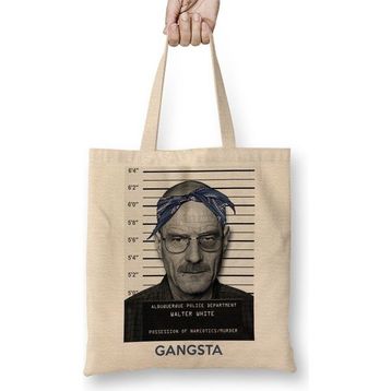 Baskı Dükkanı Walter White Gangsta Branco Bez Çanta
