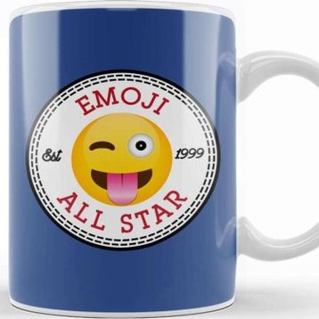 Baskı Dükkanı Winky Tongue Emoji All Star Converse Logo Beyaz Porselen Kupa Bardak