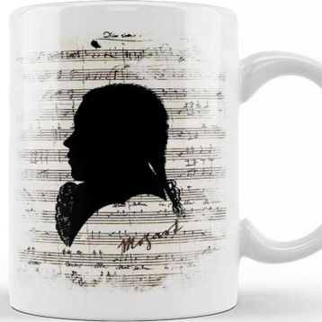 Baskı Dükkanı Wolfgang Amadeus Mozart Piyano Müzik Notaları Porselen Kupa