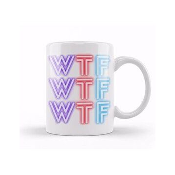 Baskı Dükkanı Wtf Wtf Wtf Wtf Beyaz Porselen Kupa Bardak