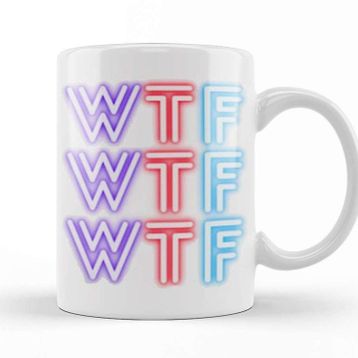 Baskı Dükkanı Wtf Wtf Wtf Wtf Beyaz Porselen Kupa Bardak