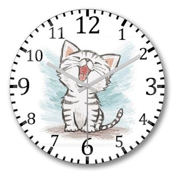 Baskı Dükkanı Yavru Renkli Cats Kedi Bombeli Gerçek Cam Duvar Saati
