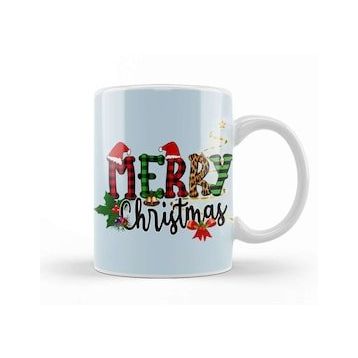 Baskı Dükkanı Yılbaşı Yeni Yıl Konseptli Merry Christmas 026 Porselen Beyaz Kupa Bardak