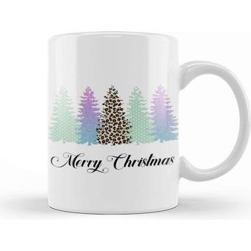 Baskı Dükkanı Yılbaşı Yeni Yıl Konseptli Pine Merry Christmas Porselen Beyaz Kupa Bardak