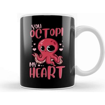 Baskı Dükkanı You Octopi My Heart Adorable Octopus Pun Porselen Beyaz Kupa Bardak