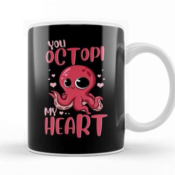 Baskı Dükkanı You Octopi My Heart Adorable Octopus Pun Porselen Beyaz Kupa Bardak