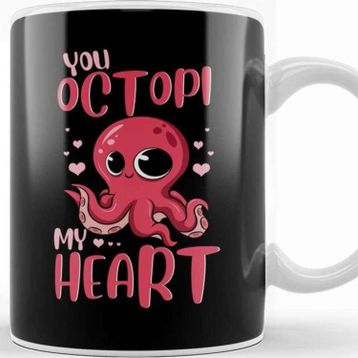 Baskı Dükkanı You Octopi My Heart Adorable Octopus Pun Porselen Beyaz Kupa Bardak